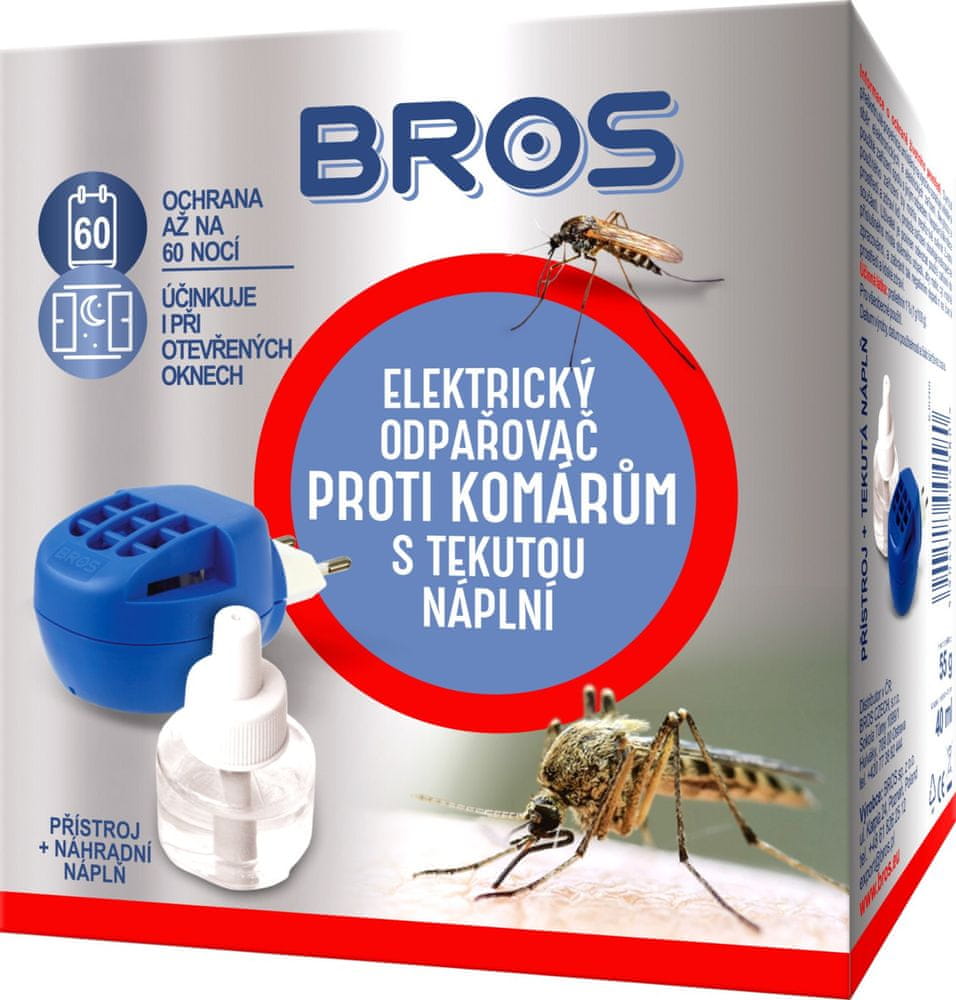 BROS - el. odparovač proti komárom s tekutou náplňou 40 ml (60 nocí)